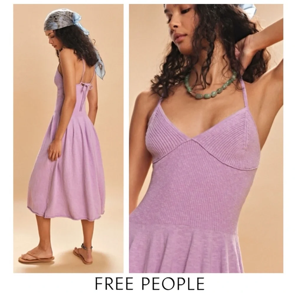 🌸NWTS-$80 FREE PEOPLE Tula Sweater Midi A-Line Drop-Waist Dress SMALL - Picture 3 of 9